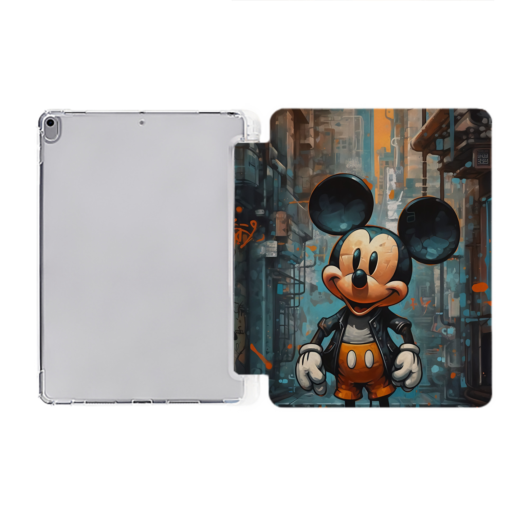 （画像用） ミッキーマウス Mickey Mouse IPad ケース ペン収納付き 三つ折りスタンド PUレザー×シリコン 対応機種9.5/10.5/10.9インチ